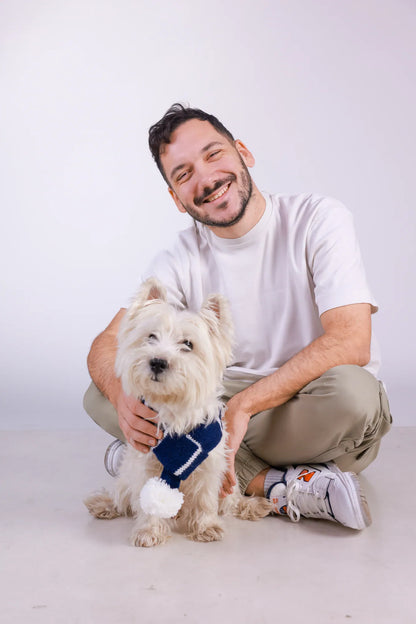 Ručno pleteni šal za psa sa pufnicom, vestie sa vlasnikom, Klupko Pet